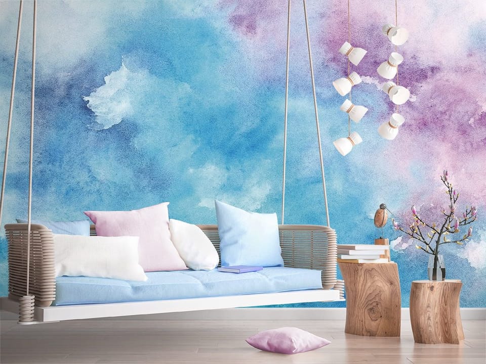 Fototapeta Abstrakcyjne Plamy Akwarelowe we wnętrzu pokoju nastolatka