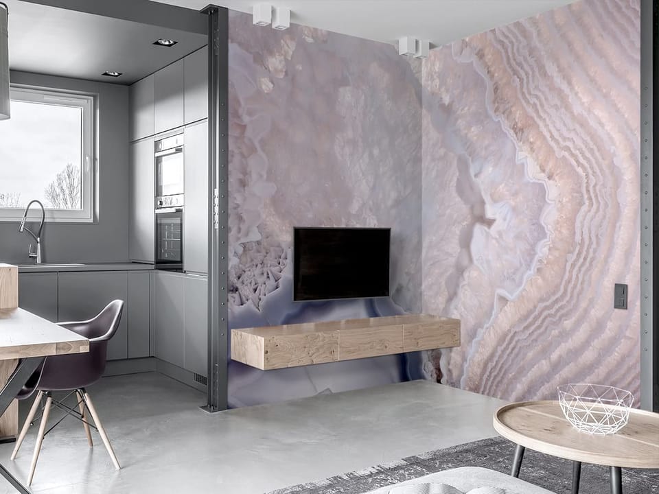 Fototapeta Marmurowe warstwy geologiczne we wnętrzu kuchni