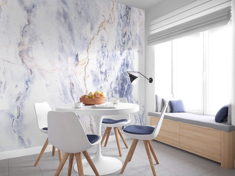 Fototapeta Tekstura Marmuru z Żyłkami we wnętrzu kuchni