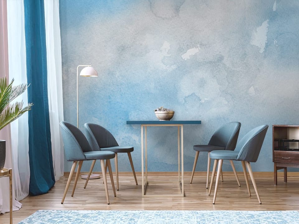 Fototapeta Abstrakcyjne Niebieskie Tło Akwarelowe we wnętrzu kuchni