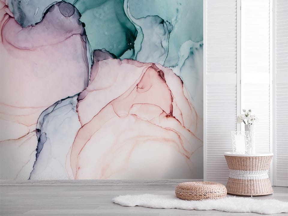 Fototapeta Kolorowe Plamy w Stonowanej Palecie we wnętrzu przedpokoju