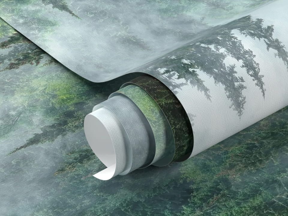 Fototapeta Mglisty las iglasty fragment #1