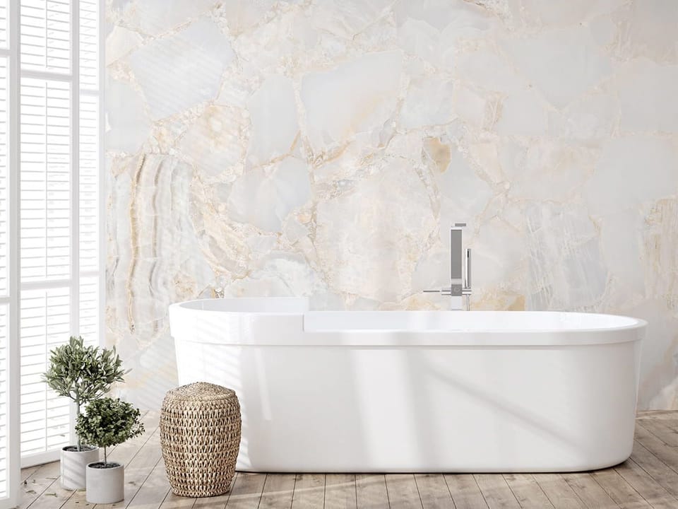 Fototapeta Jasne Kamienie Mozaika we wnętrzu łazienki