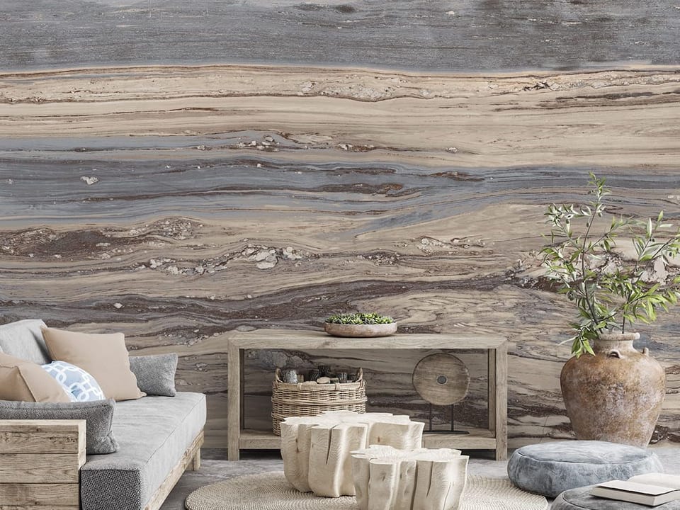 Fototapeta Kamienne Żyły w Odcieniach Szarości we wnętrzu salonu