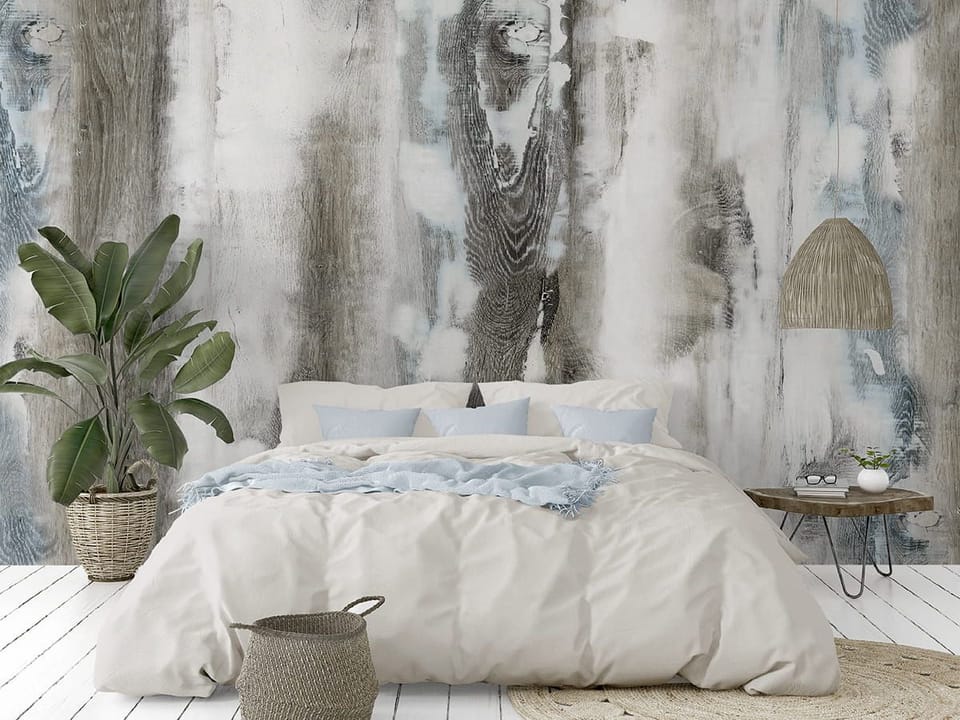 Fototapeta Drewniana Tekstura z Sękami we wnętrzu sypialni