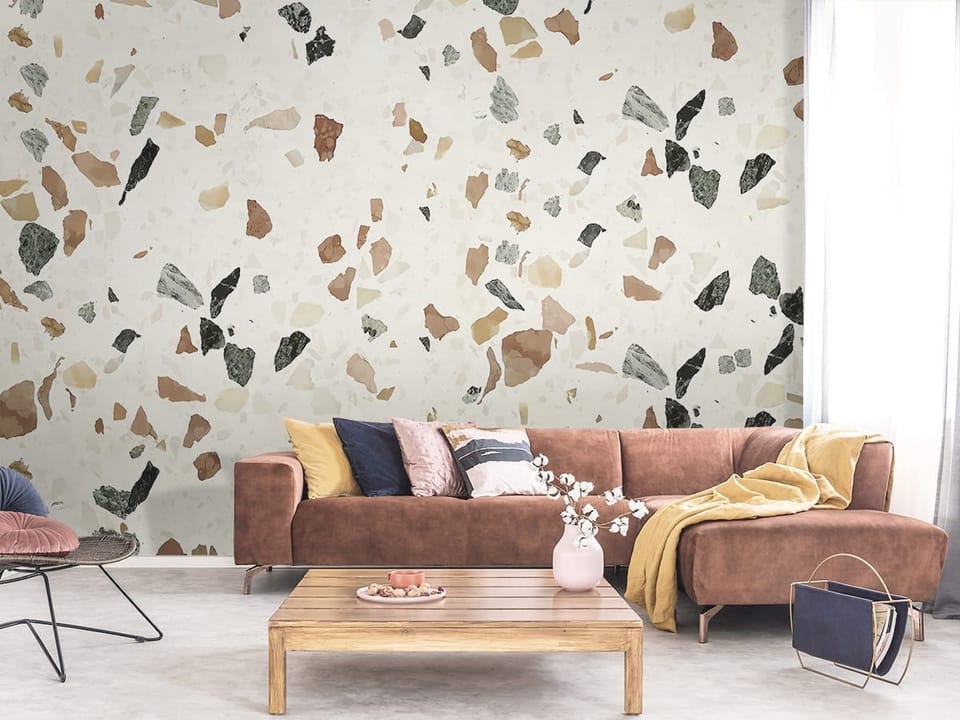 Fototapeta Lastryko z kolorowymi kamieniami we wnętrzu salonu