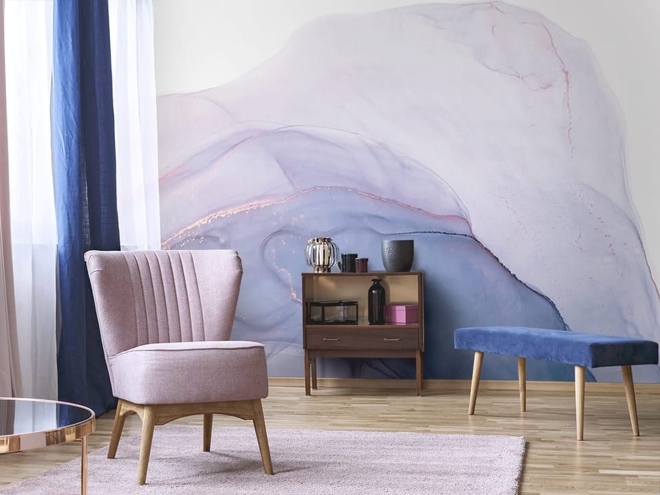 Fototapeta Abstrakcyjne Fale w Pastelach we wnętrzu salonu