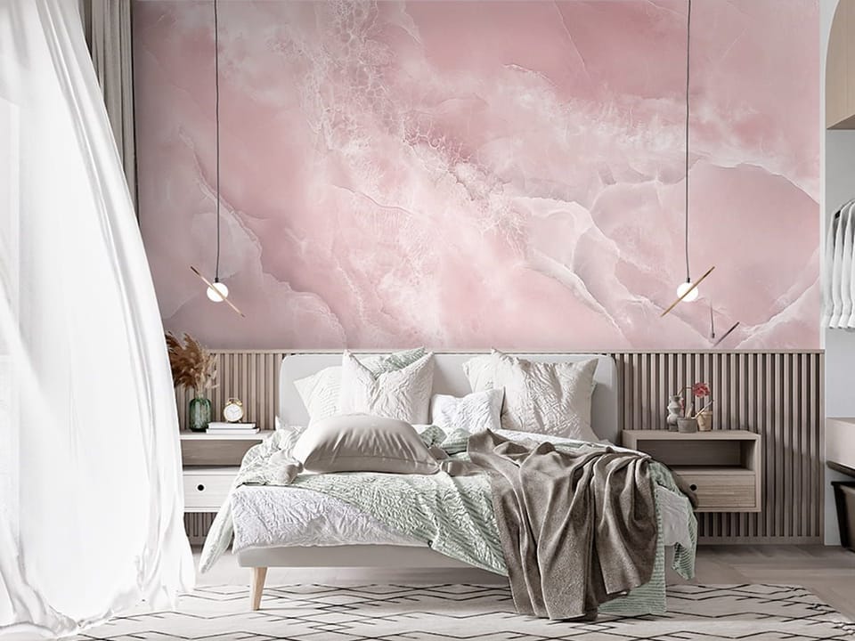 Fototapeta Abstrakcyjne wzory marmuru we wnętrzu sypialni