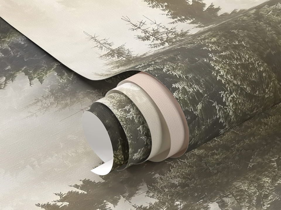 Fototapeta Mglisty las iglasty o poranku fragment #1