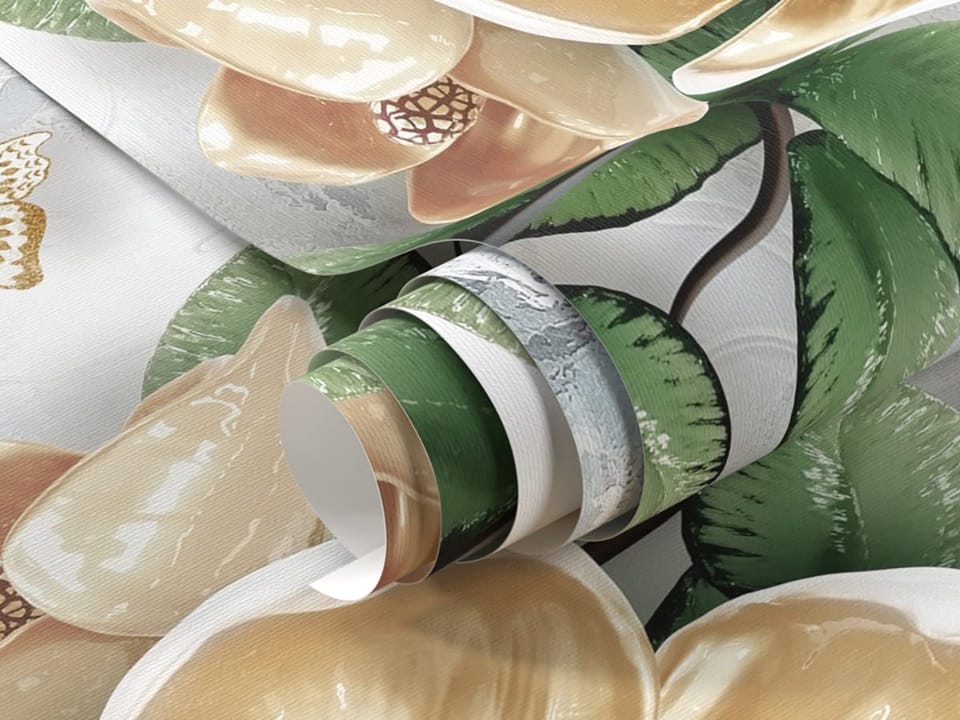 Fototapeta Kwiaty i Liście na Gałęzi fragment #1