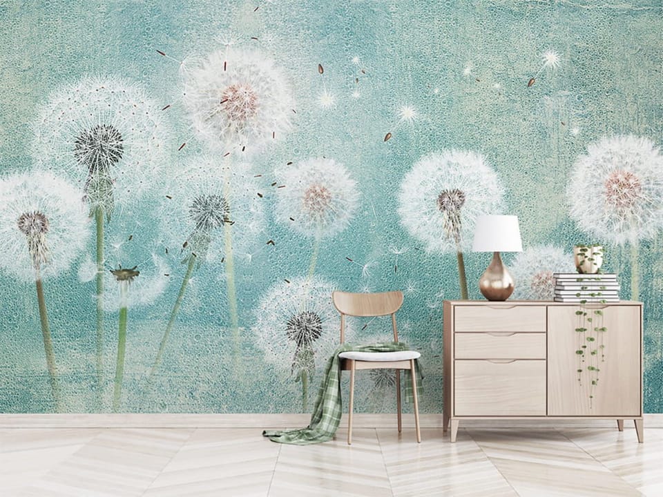 Fototapeta Dmuchawce na tle nieba we wnętrzu przedpokoju