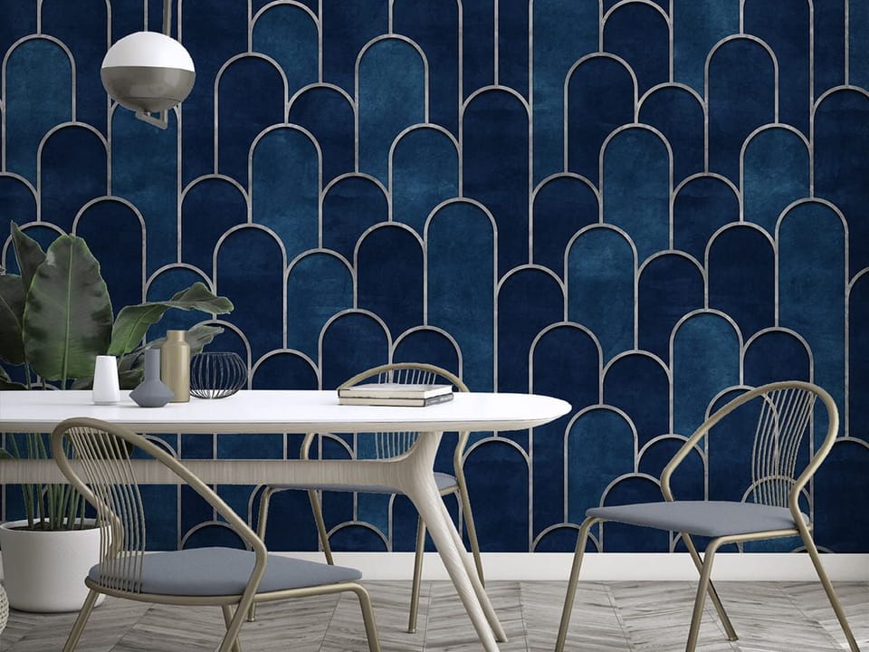 Fototapeta Geometryczny wzór z łukami we wnętrzu kuchni