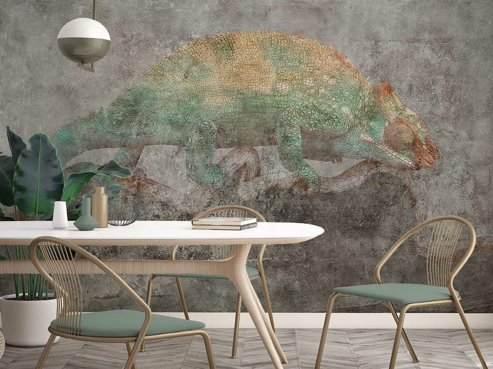 Fototapeta Kameleon na Gałęzi w Lesie we wnętrzu kuchni