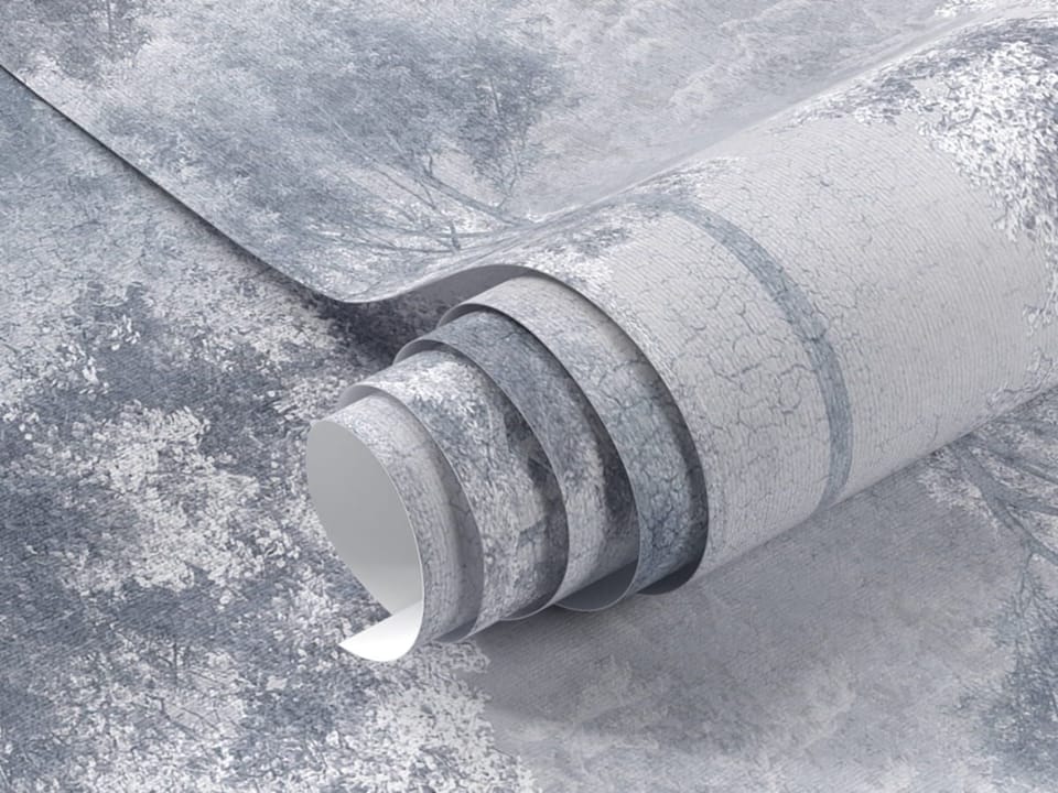 Fototapeta Drzewa w zamglonym lesie fragment #1