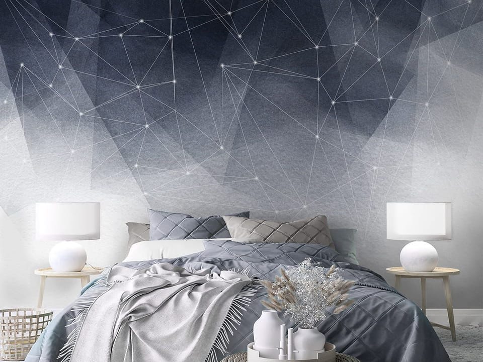 Fototapeta Geometryczne Linie i Fale we wnętrzu sypialni