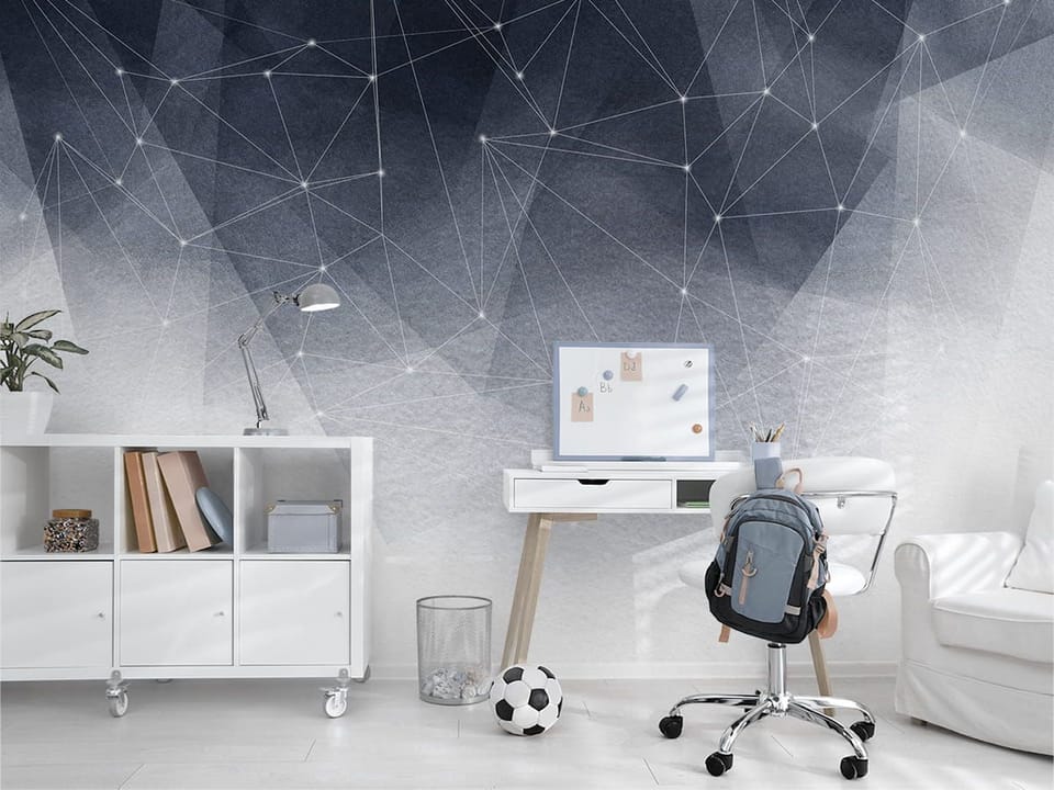 Fototapeta Geometryczne Linie i Fale we wnętrzu pokoju nastolatka