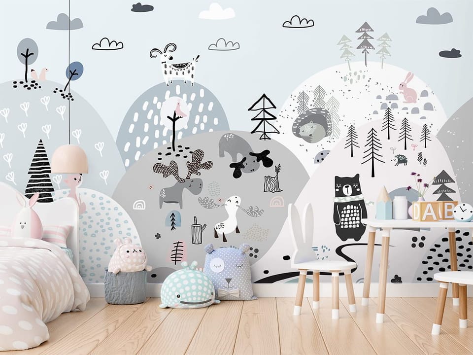 Fototapeta Krajobraz górski dla dzieci we wnętrzu pokoju dziecka