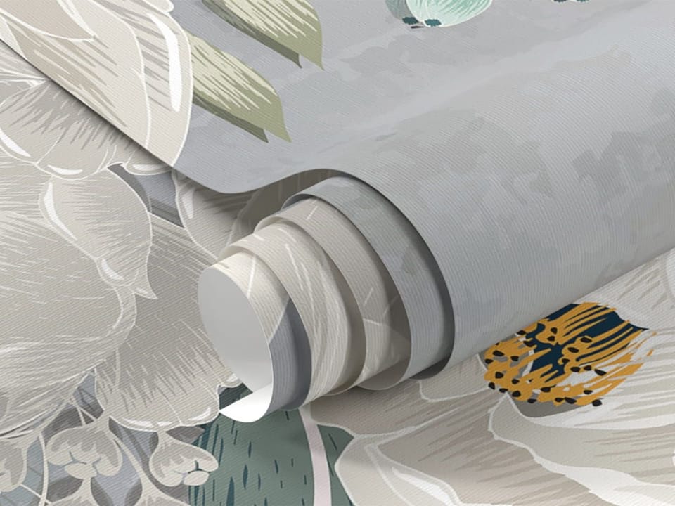 Fototapeta Białe kwiaty na szarym tle fragment #1