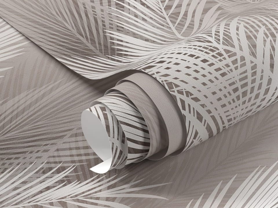 Fototapeta Białe liście palmowe na szarym tle fragment #1