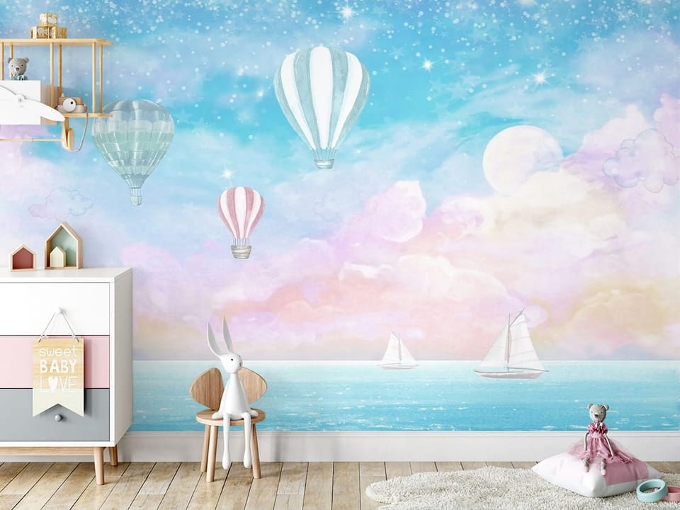 Fototapeta Balony nad Morzem we wnętrzu pokoju dziecka