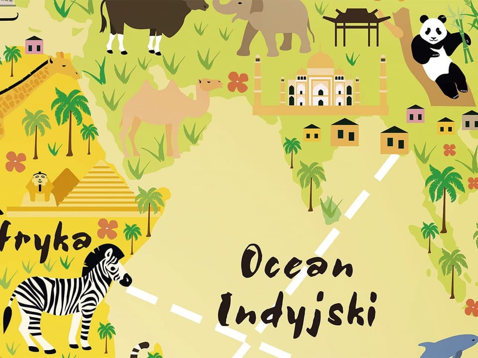 Fototapeta Mapa świata dla dzieci z ikonami fragment #2