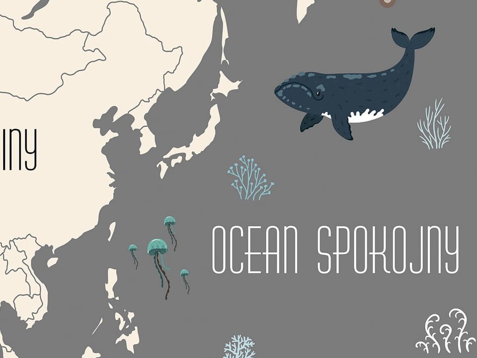 Fototapeta Mapa świata z samolotami i balonami fragment #2