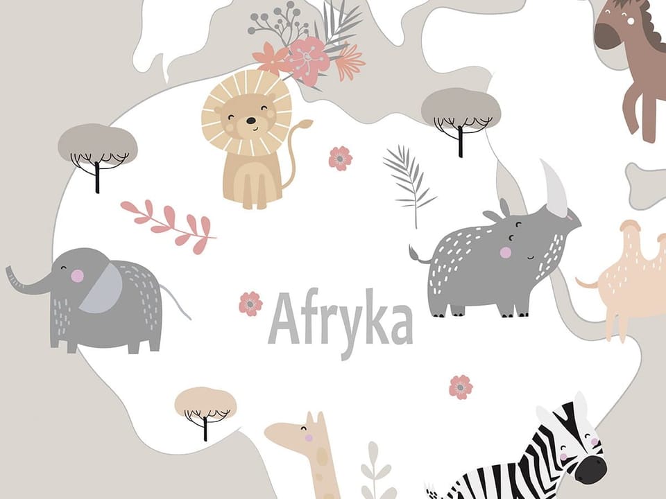 Fototapeta Mapa świata dla dzieci z kontynentami fragment #1