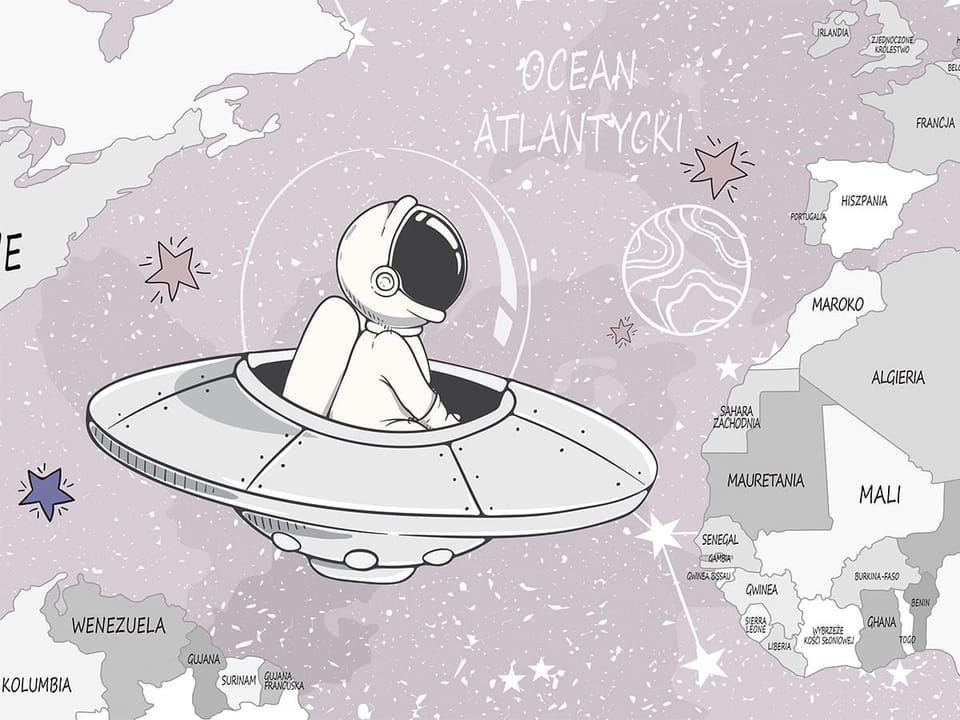 Fototapeta Astronauci na mapie świata fragment #1