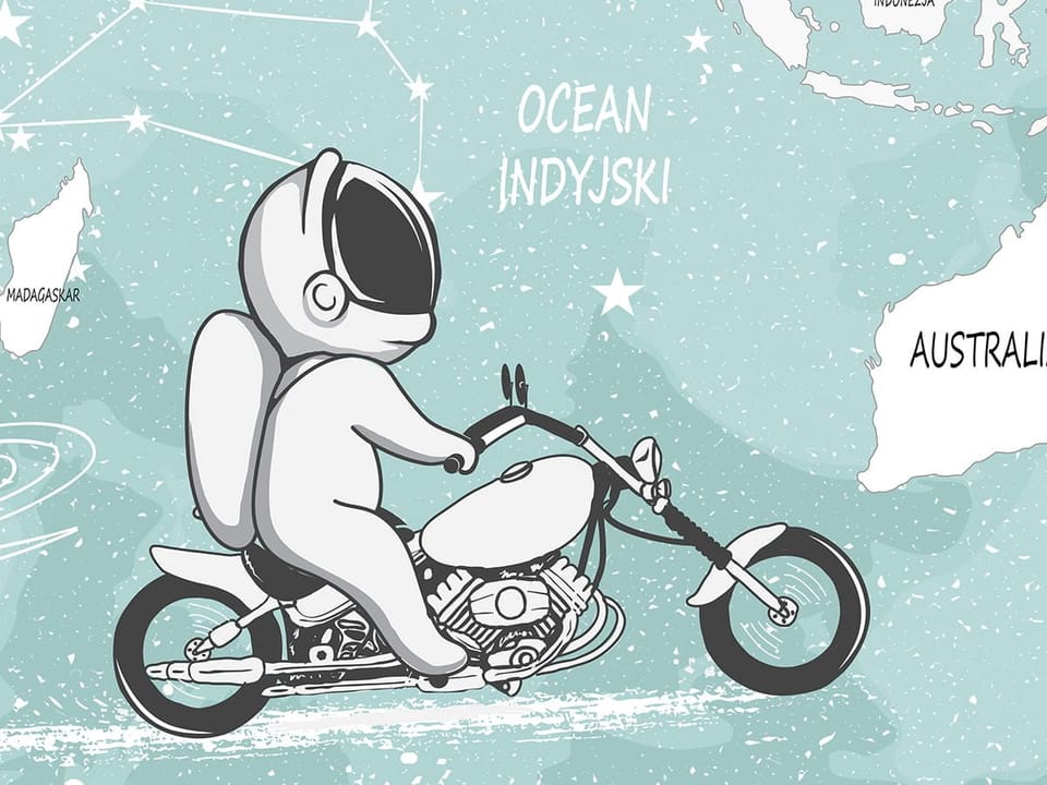 Fototapeta Astronauci i mapa świata fragment #1