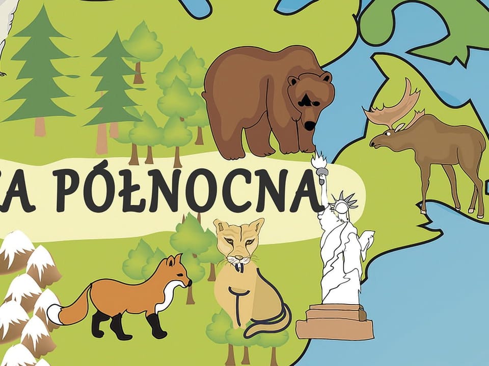 Fototapeta Ilustracyjna mapa świata dla dzieci fragment #1