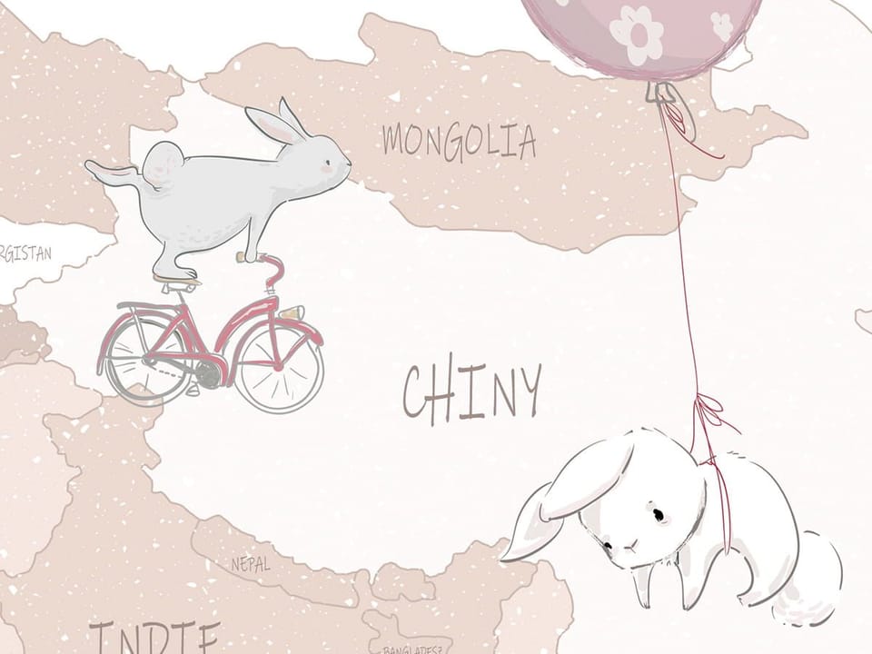 Fototapeta Mapa świata z balonami fragment #1