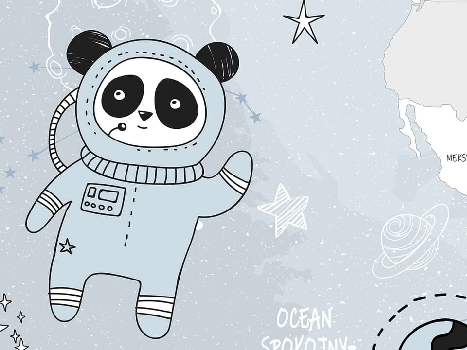 Fototapeta Mapa świata z kosmicznymi zwierzętami fragment #1