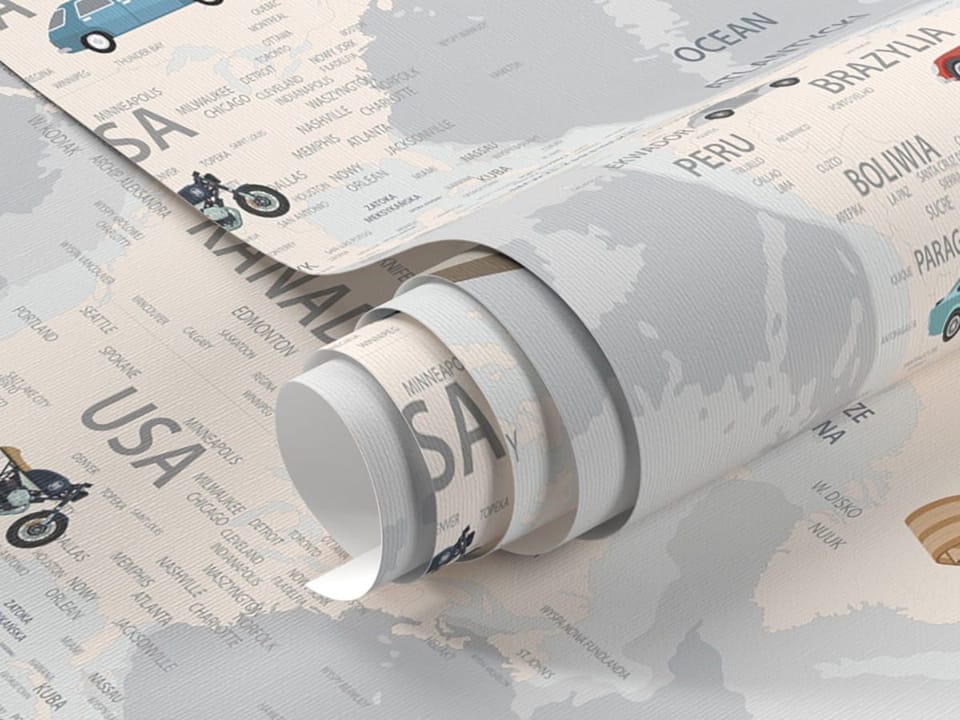 Fototapeta Mapa świata z pojazdami fragment #1