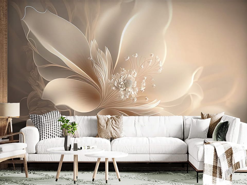 Fototapeta Delikatne Lilie na Rozmytym Tle we wnętrzu salonu