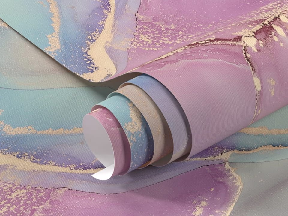 Fototapeta Kolorowe Plamy w Fiolecie i Niebieskim fragment #1