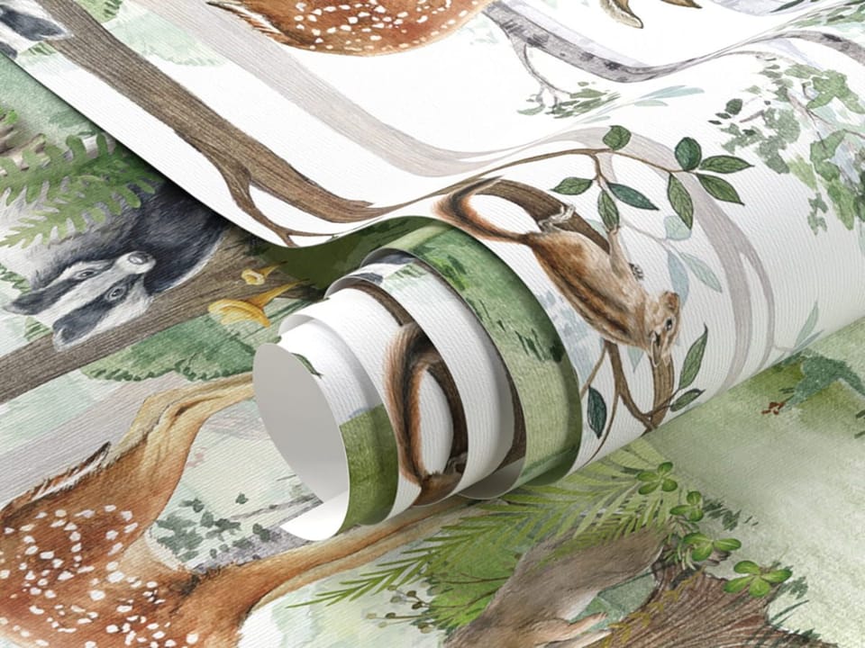 Fototapeta Sarna i zając w leśnym otoczeniu fragment #1