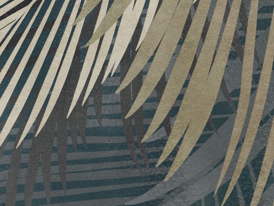 Fototapeta Liście palmowe na ciemnym tle fragment #1