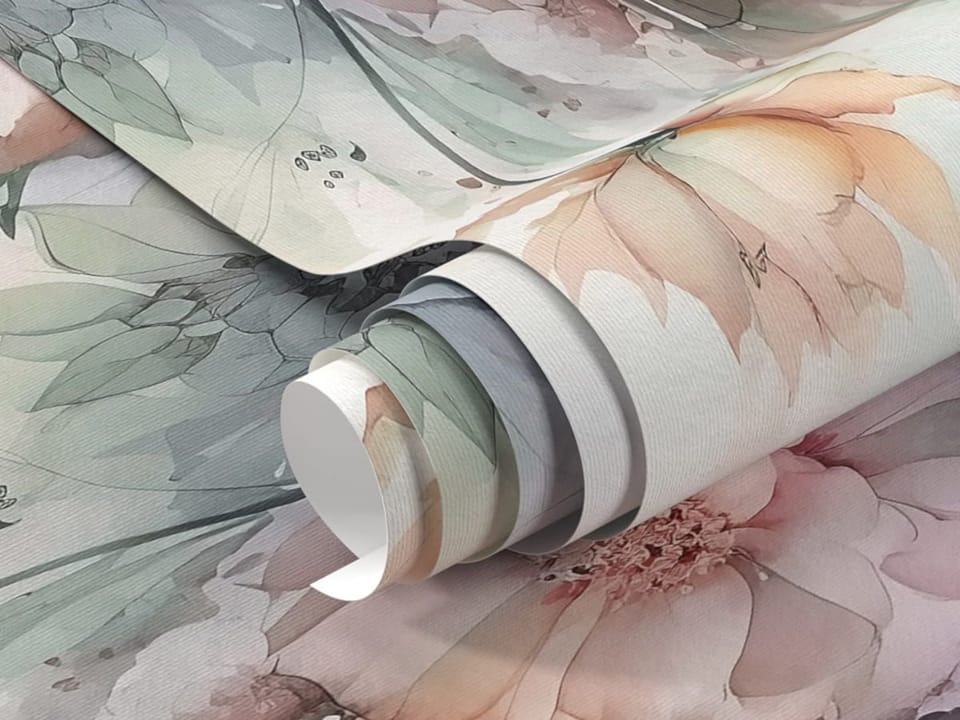 Fototapeta Akwarelowe róże w pastelowych odcieniach fragment #1