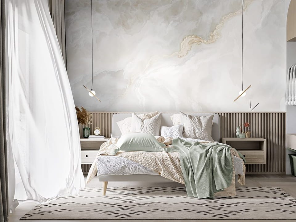 Fototapeta Abstrakcyjne wzory marmuru we wnętrzu sypialni