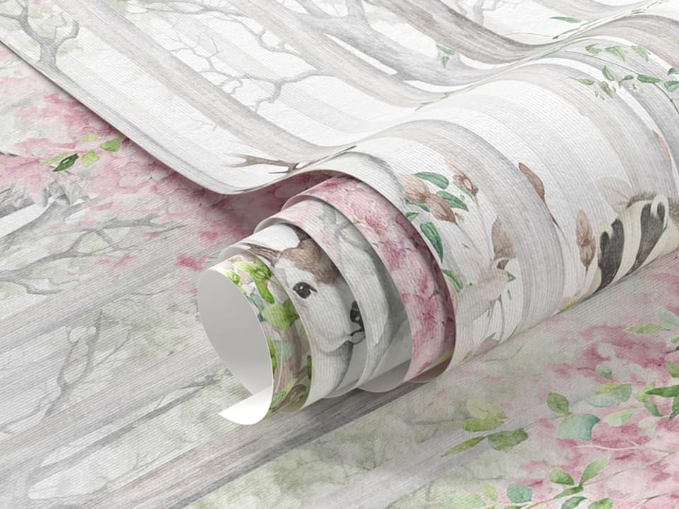 Fototapeta Zwierzęta w lesie z kwiatami fragment #1