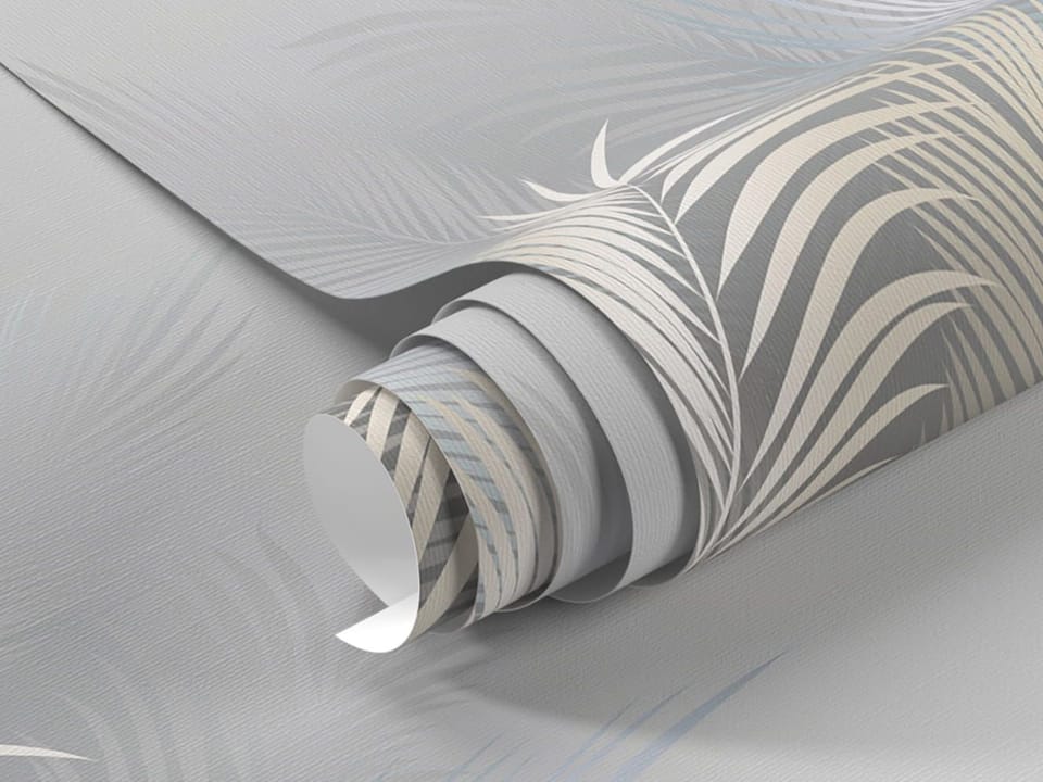 Fototapeta Liście palmowe na szarym tle fragment #1