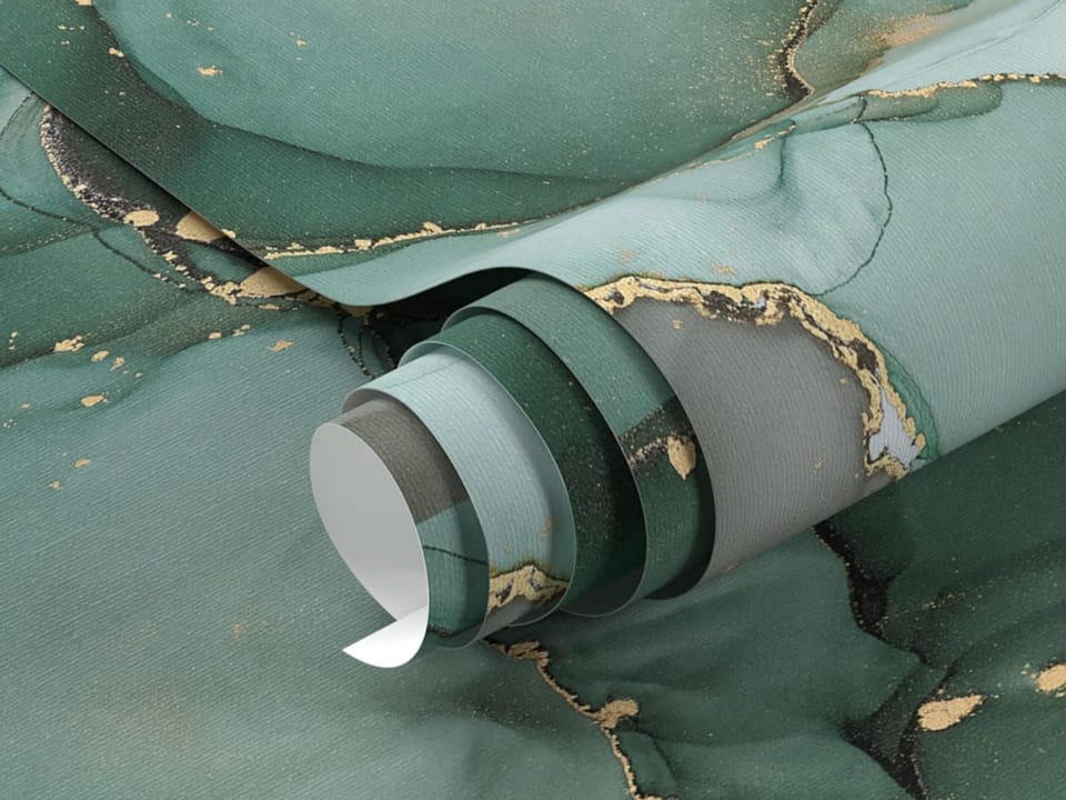 Fototapeta Zielone wzory z złotymi akcentami fragment #1