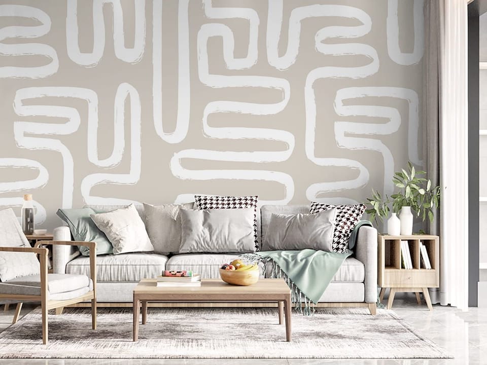 Fototapeta Abstrakcyjny wzór z krętymi liniami we wnętrzu salonu