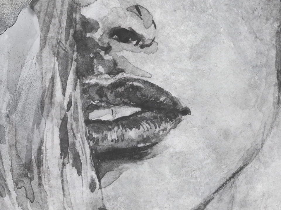 Fototapeta Tajemnicza twarz z kwiatem fragment #1