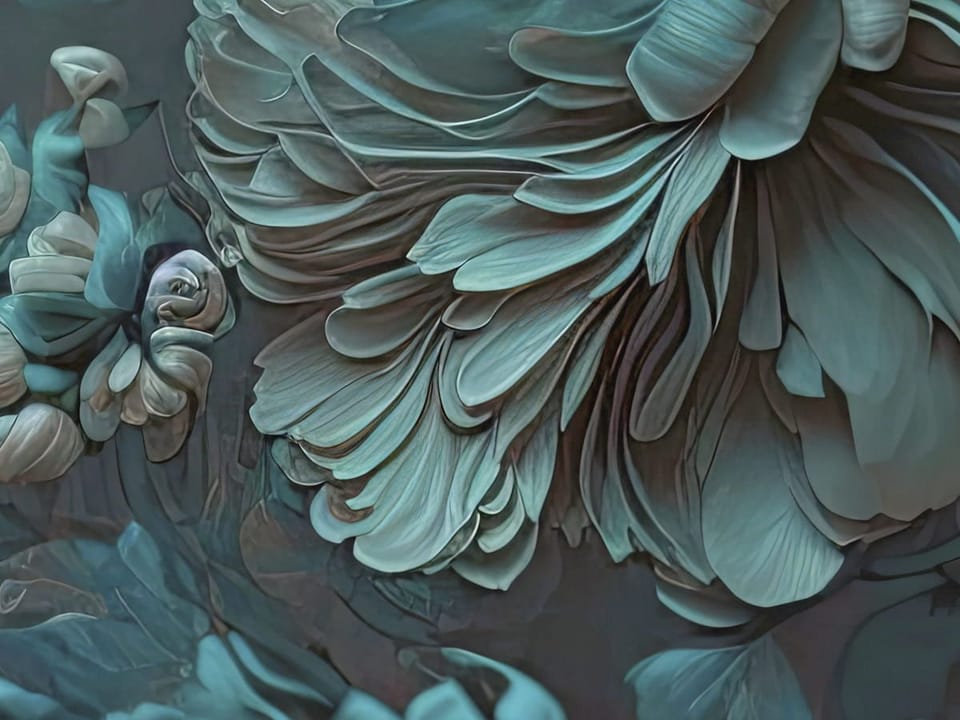 Fototapeta Niebieskie Piwonie z Detalami fragment #1