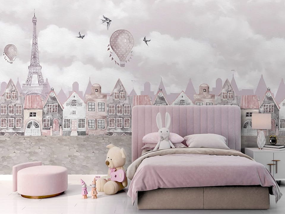 Fototapeta Kamienice z Czerwonymi Dachami we wnętrzu pokoju dziecka