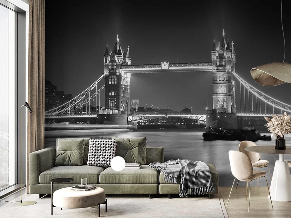 Fototapeta Most zwodzony nocą nad wodą we wnętrzu salonu