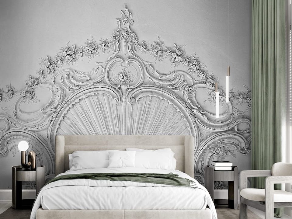 Fototapeta Dekoracyjny ornament na suficie we wnętrzu sypialni