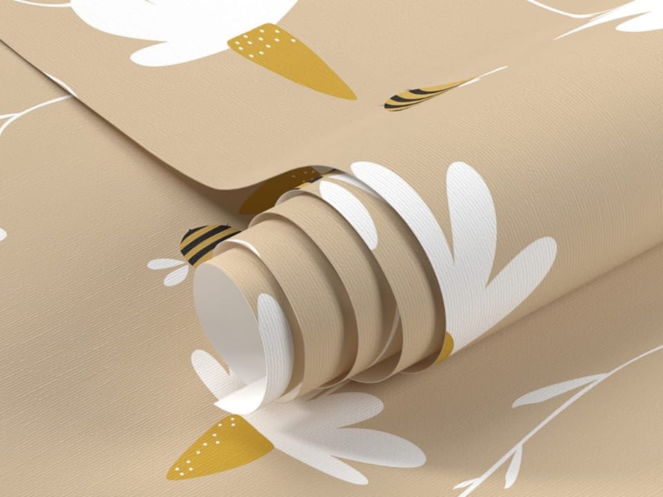 Fototapeta Białe stokrotki na beżowym tle fragment #1