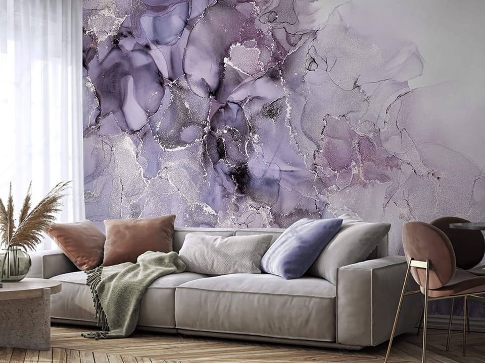 Fototapeta Abstrakcja w fioletowych tonach we wnętrzu salonu